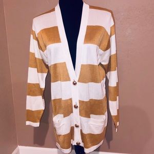 JH Collectibles Gold Striped Cardigan M